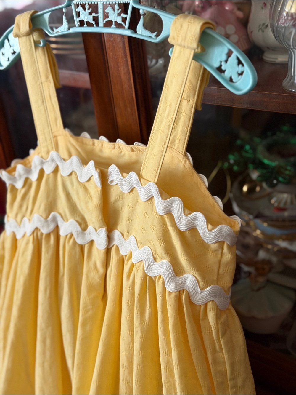 Girls Yellow Sundress with White Rickrack Trim - Picture 10 of 13